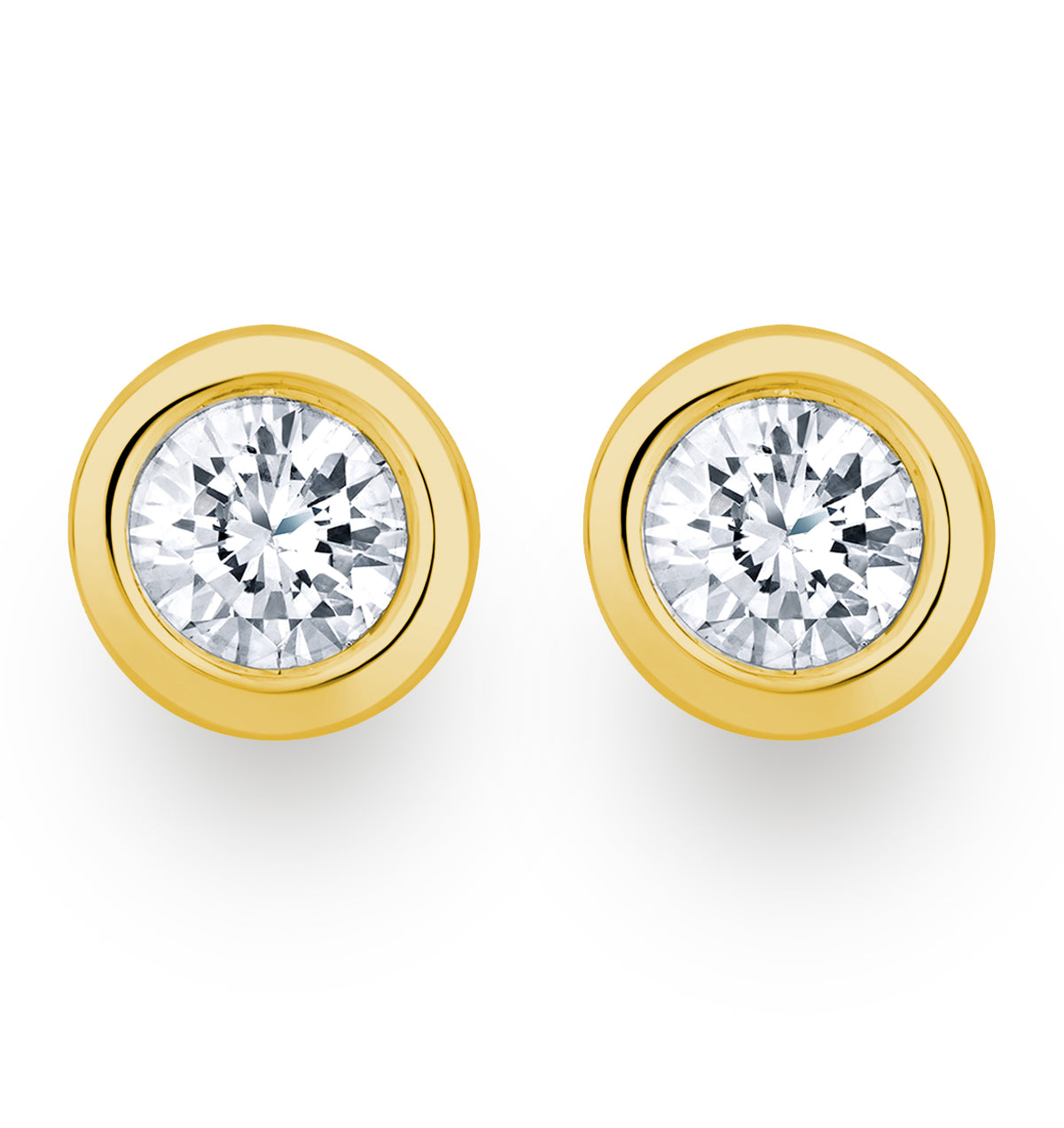 0.50ct Lab Diamond Rub Over Stud Earrings in 9K Gold - 5.6mm